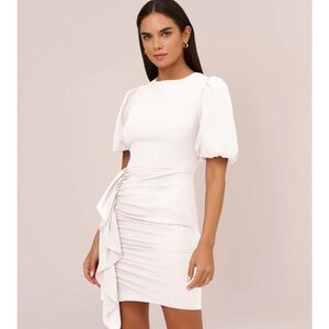 Short Sleeve Sheath Dress with Ruffle Accent